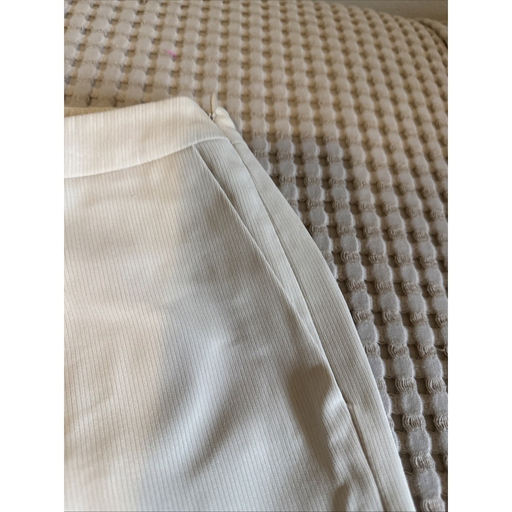 Vintage Talbots Trousers Women's 14P Ivory Wide Leg Corded Triacetate Pants - Picture 3 of 8